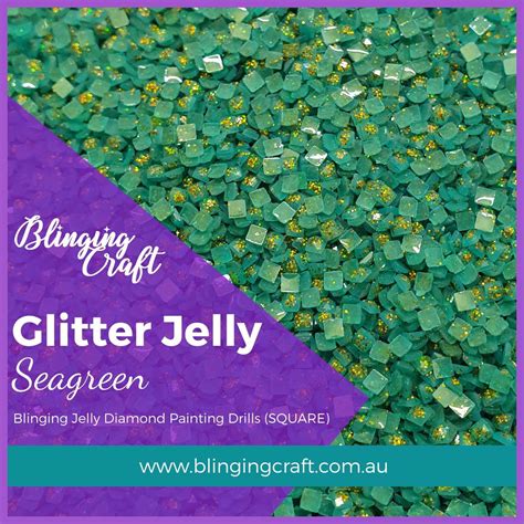 Seagreen SQUARE Glitter Jelly Drills - Blinging Craft