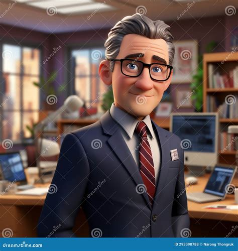 3D Cartoon of Business Leader in a Modern Office. Generative Ai Stock ...