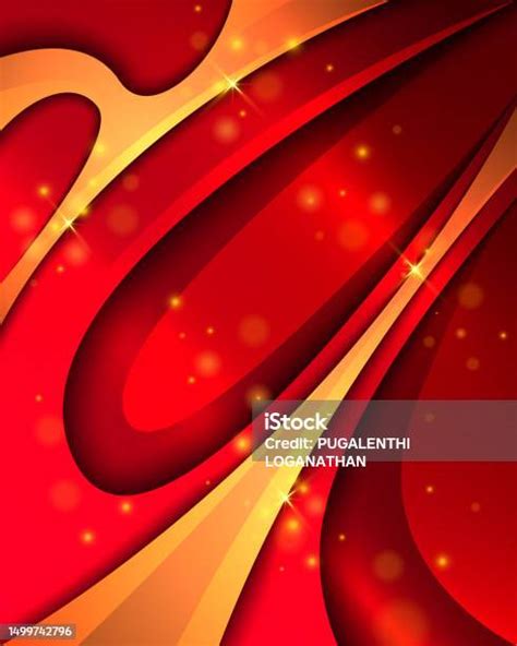 Luxury Red And Gold Abstract Background With Bokeh Light Effect Stock