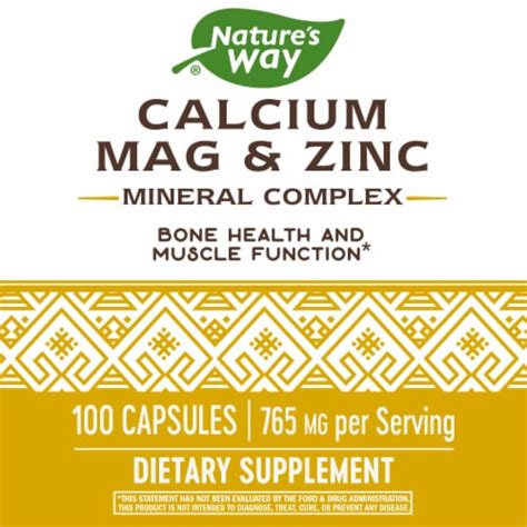 Nature S Way Calcium Magnesium And Zinc Mineral Complex Bones And Muscles Capsules 100 Ct Smith’s