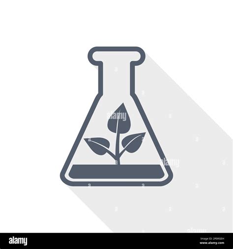 Laboratory Flask With Plant Vector Icon Biotechnology Concept Flat