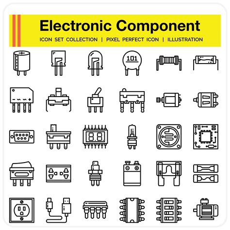 conjunto de iconos de componentes electrónicos 2181817 Vector en Vecteezy