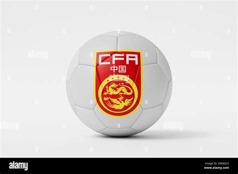 LONDON, UK - July 2023: China national football team logo badge on a soccer ball. 3D Rendering ...