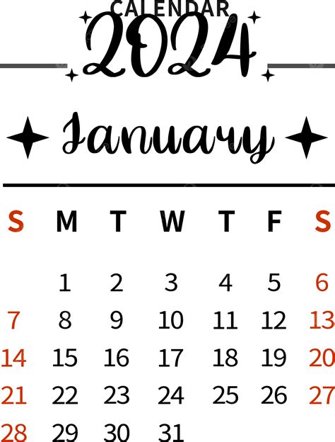 Enero 2024 Calendario Simple Negro Png Enero Calendario Simple Png Y Vector Para Descargar