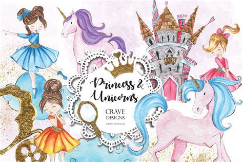 Princess And Unicorns Clip Art By Crave Designs