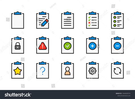 Clipboard Taskboard Color Line Icons Task Stock Vector Royalty Free