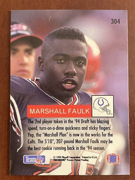 Marshall Faulk Playoff Rookie Card Rc Indianapolis Colts Ebay