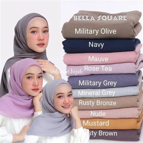 Jual Bella Square Premium Warna Hijab Jilbab Segi Empat Kerudung