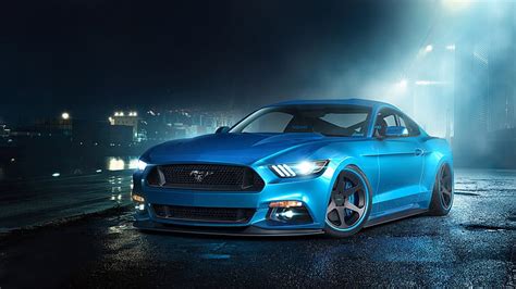 HD wallpaper: Ford Mustang GT blue supercar, blue ford mustang ...