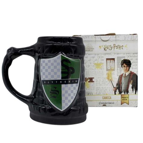 Caneca Harry Potter 3D Sonserina Slytherin Porcelana Oficial Zona