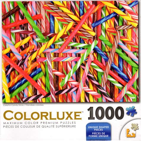 Colorluxe 1000 Piece Puzzle - Colorful Candy Sticks - Walmart.com