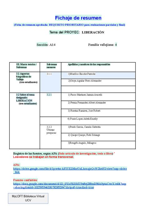 Copia De S S Formato De La Ficha De Resumen I Fichaje De