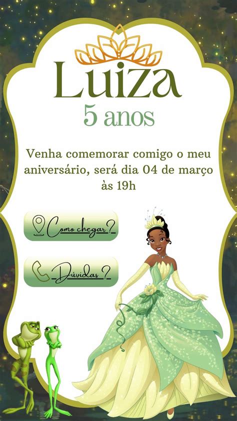 Convite Tiana A Princesa E O Sapo Convite Princesa Festa Infantil