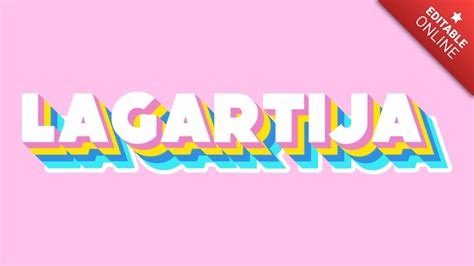 Lagartija Pink Yellow Green Vintage 3d Text Effect Generator