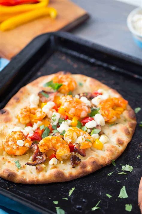 Cajun Shrimp Pizza Naan Bread Pizza And Board To Table