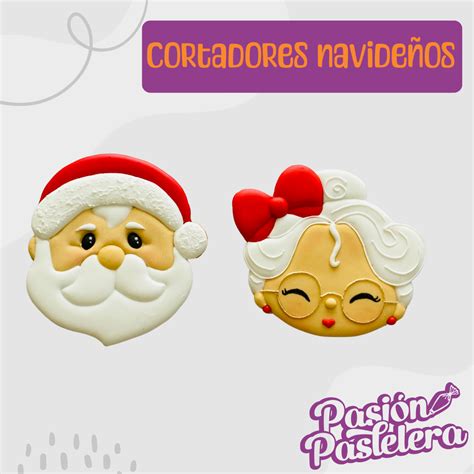 Cortadores Cara De Santa Y Sra Claus Pasi N Pastelera