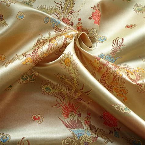 Oriental Fabric Chinese Brocade Oriental Dragon 100cm36 Wide Gold