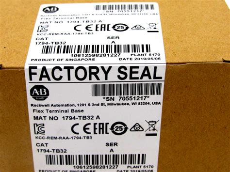 New Factory Sealed Allen Bradley Tb Flex Terminal Base Series A