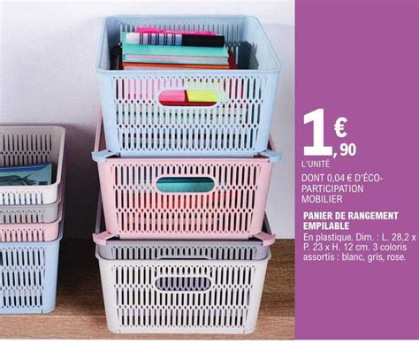 Promo Panier De Rangement Empilable Chez E Leclerc Icatalogue Fr