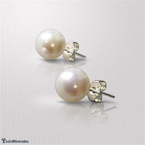 Pendientes de Perla con Plata Ley bola Ø6mm Todominerales