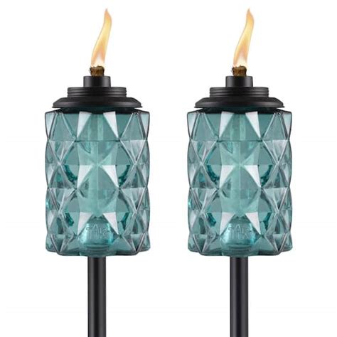 TIKI 65 In Easy Install Torch Topaz Blue 2 Pack 1122125 The Home Depot