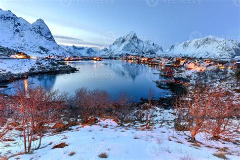 Winter in Reine, Lofoten Islands, Norway. 16100534 Stock Photo at Vecteezy