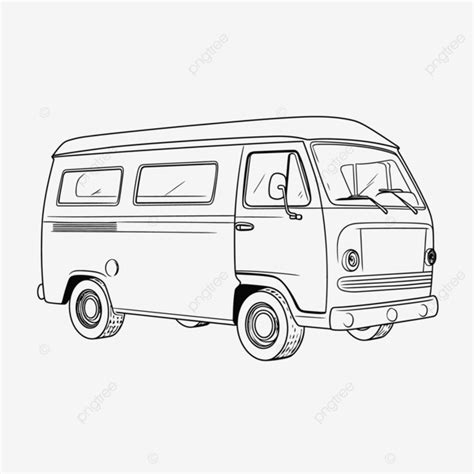 In The Style Of Retro Visuals Outline Sketch Drawing Vector Van