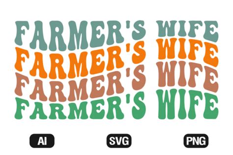 Farmers Wife Retro Wavy Svg T Shirt Graphic By Hosneara 4767