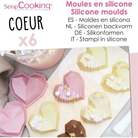 Scrapcooking Coffret 6 Moules En Silicone Cœurs Diamant Kit