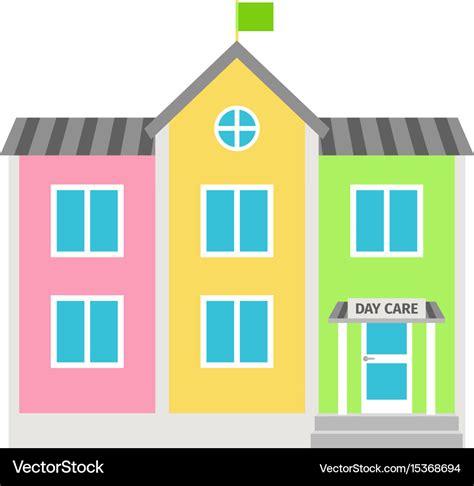 Daycare colorful building flat icon Royalty Free Vector