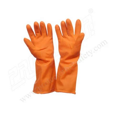 Gold Finger Washable Orange Industrial Rubber Hand Gloves For