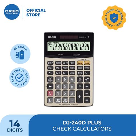 Jual CASIO KALKULATOR DJ 240DPLUS Kalkulator Toko Dagang Fungsi Cek