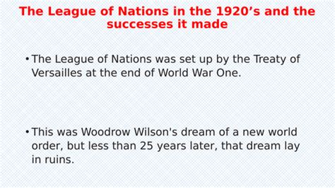 Successes Of The League Of Nations In The 1920s Teaching Resources