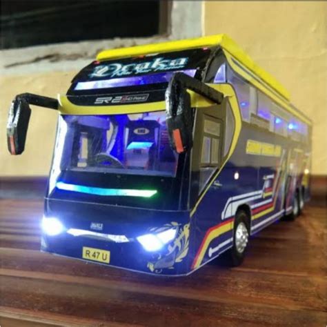 Jual Promo Miniatur Bus Draka Full Lampu Basuri Telolet Bisa Request