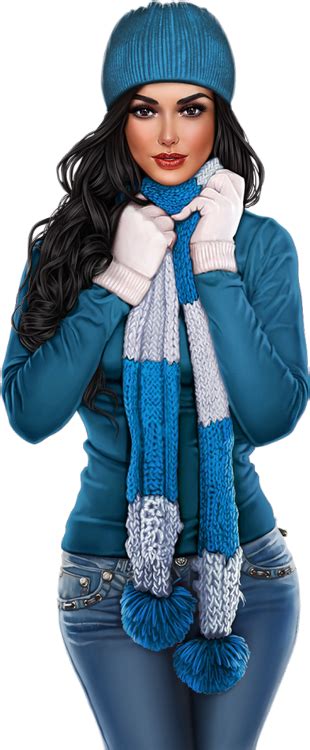 Tube Hiver Femme Png Bonnet Bleu Winter Woman Png