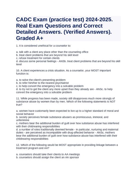 Cadc Exam Practice Test Real Exam Questions And Correct