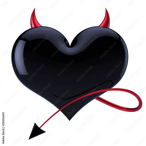 Heart Devil Evil Love Abstract Demon Lover Concept Black With Red Horns