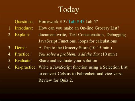 Lecture Javascript Functions A Trip To The Grocery Store Ppt