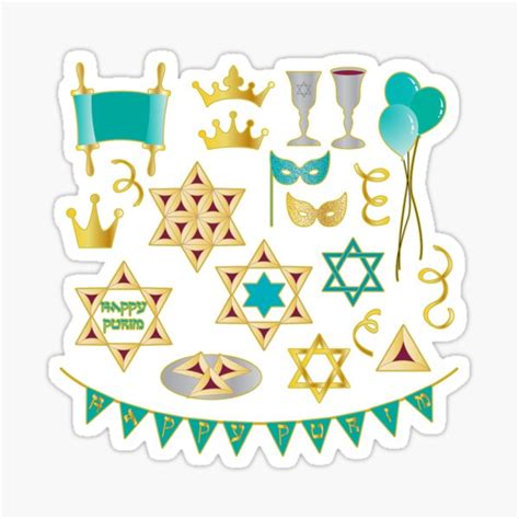 Happy Purim Celebration Of Deliverance Sticker By Deesdesigns