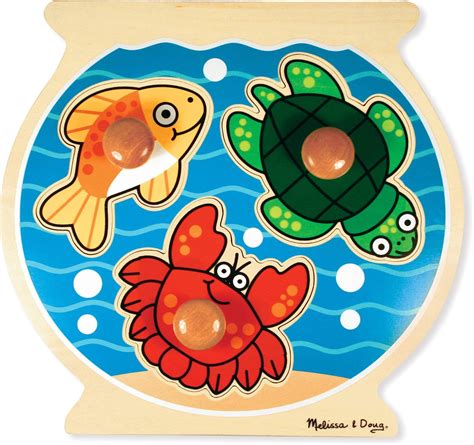 Melissa Doug Fishbowl Jumbo Knob Wooden Puzzle Jigsaw Puzzles