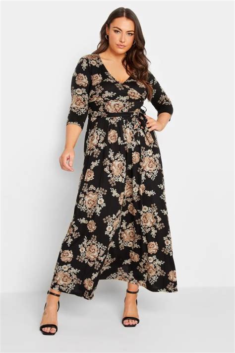 Plus Size Black Floral V Neck Maxi Dress Yours Clothing