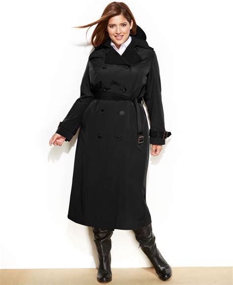 London Fog Plus Size Long Trench Coat In Black Lyst