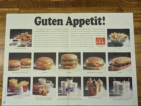 A McDonald's menu from 1996 in Germany : r/mildlyinteresting