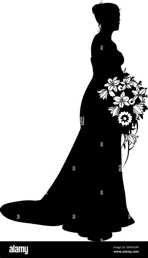 Bride Bridal Wedding Dress Silhouette Woman Design Stock Vector Image And Art Alamy