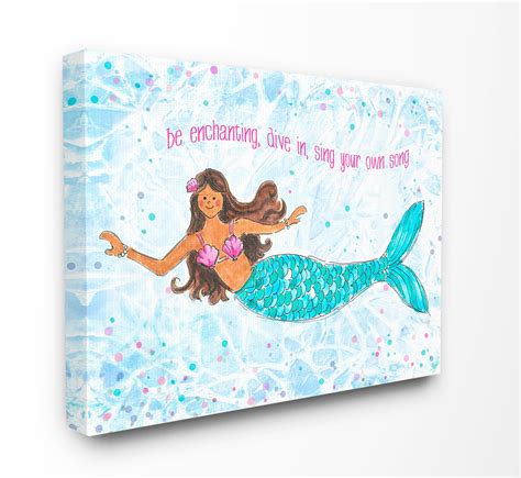 The Kids Room By Stupell Be Enchanting Blue and Pink Swimming Mermaid ...