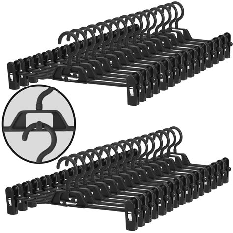 30 Pack Plastic Pants Hangers With Clips Stackable Plastic