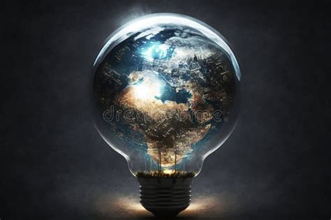 Planet Earth Inside A Light Bulb Generative Ai Stock Illustration Illustration Of