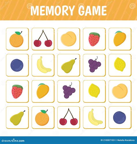 Juego De Memoria Con Cartas Con Frutos Ilustraci N Del Vector