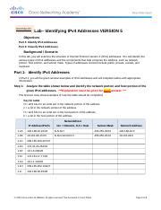 CCNA1v6 Lab Identifying IPv4 Addresses Classifying Types Course Hero