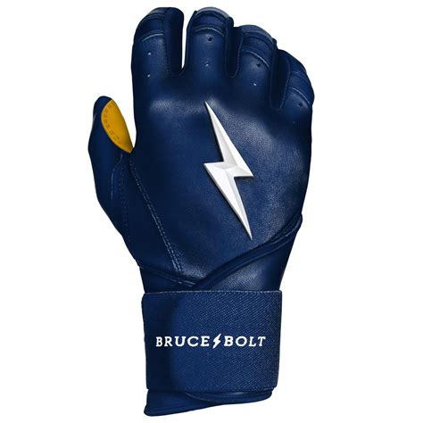 bruce bolt premium pro long cuff batting gloves navy hb sports